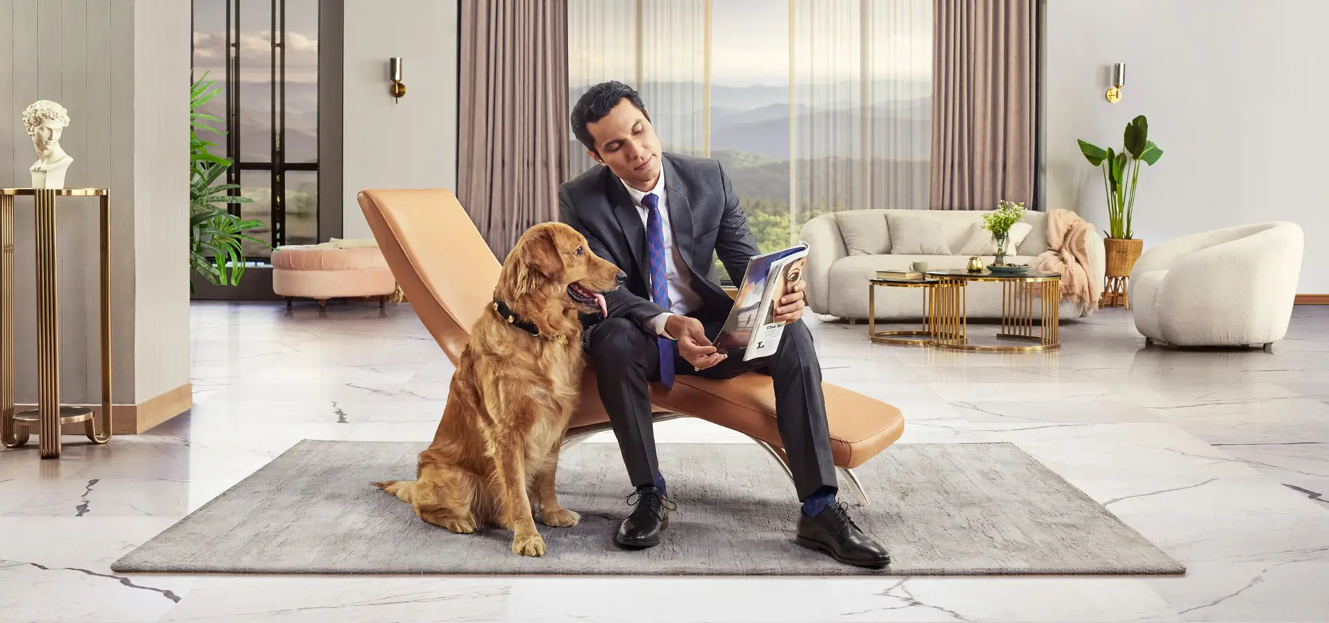 Randeep Hooda with Dog in the Living Room