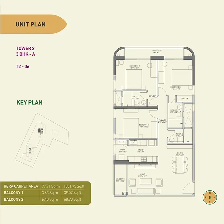 Tower 2 - 3 BHK- A - T2