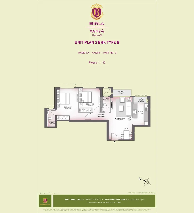 Unit Plan 2 BHK Type B Birla Vanya