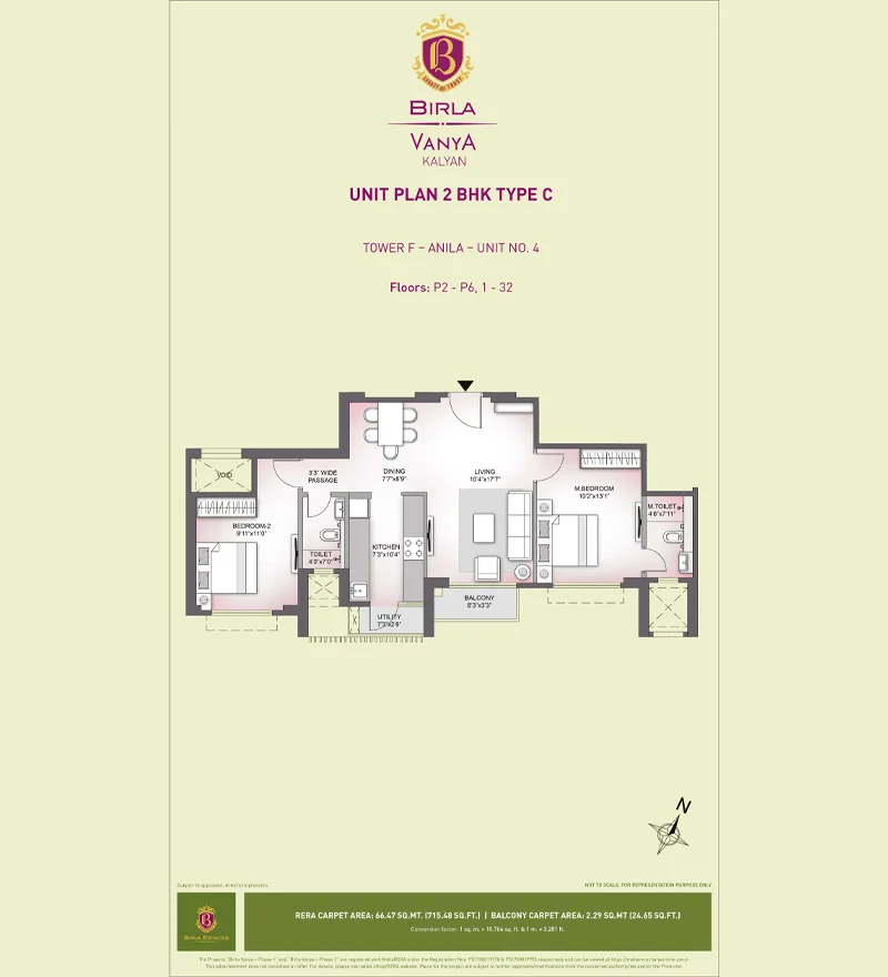 Birla Vanya 2 BHK Type C Floor Plan